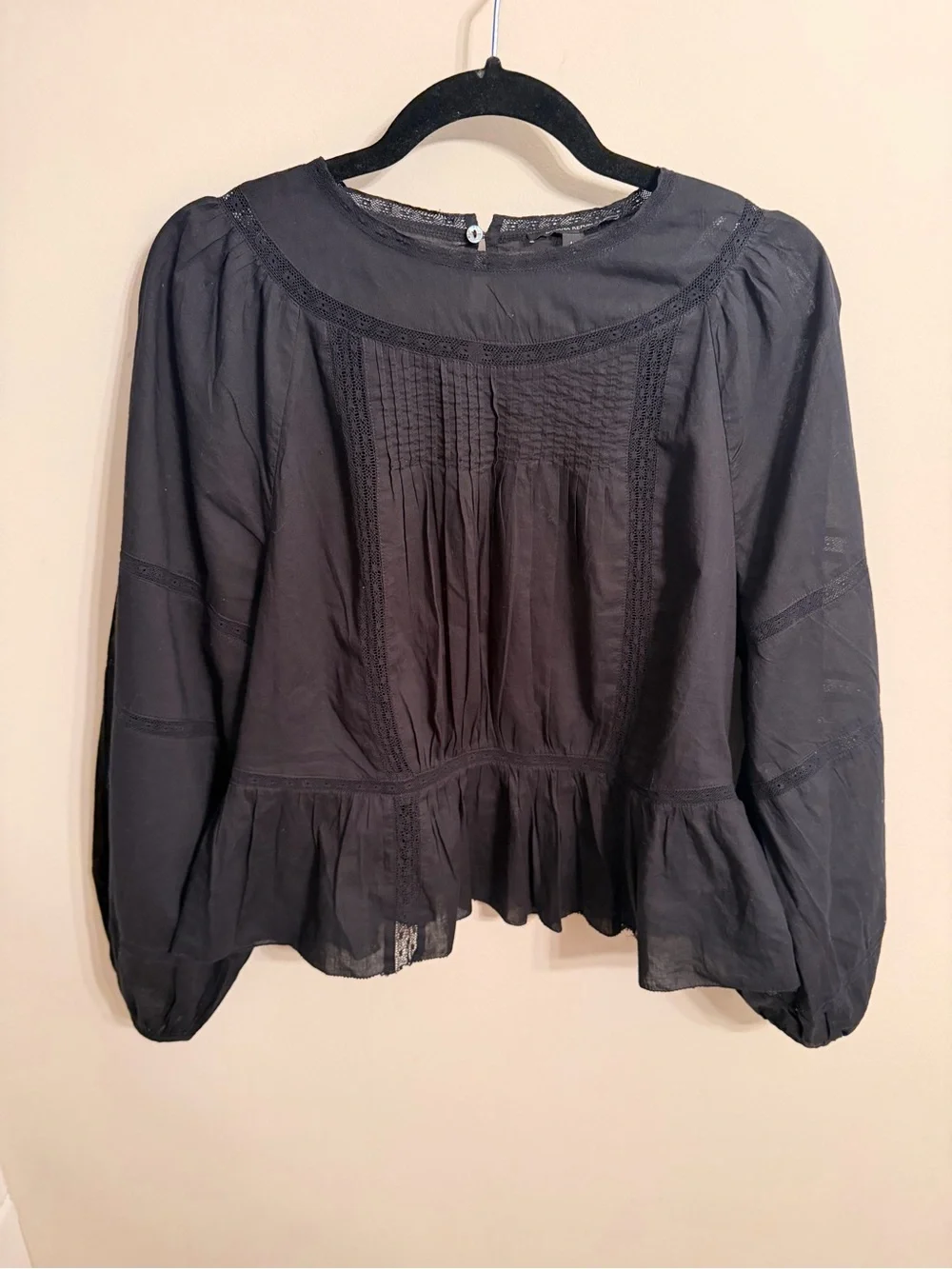 Banana Republic Nellie Cotton Voile Pintuck Picot Blouse.